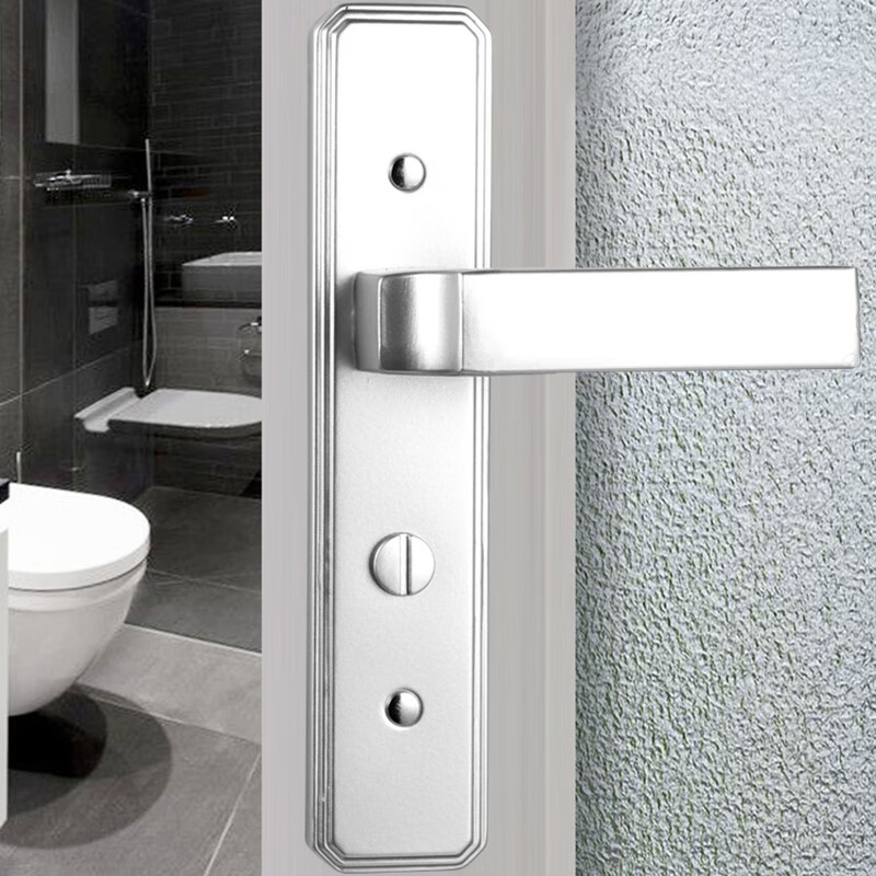 梅花卫生间门锁浴室锁 无钥匙室内门锁洗手间厕所铝合金门锁MW213-X38 110孔距-40锁舌（银色）