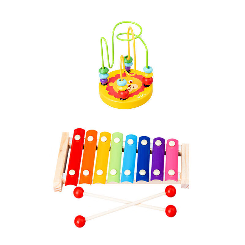 木质敲琴 婴幼音乐玩具6-12个月1-2-3周岁半木琴乐器 八音琴+绕珠