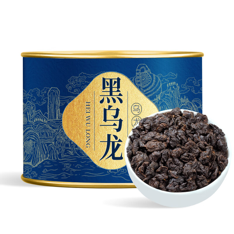 福茗源茶叶 黑乌龙茶 浓香特级2025新茶罐装100g木炭技法炭焙油切乌龙