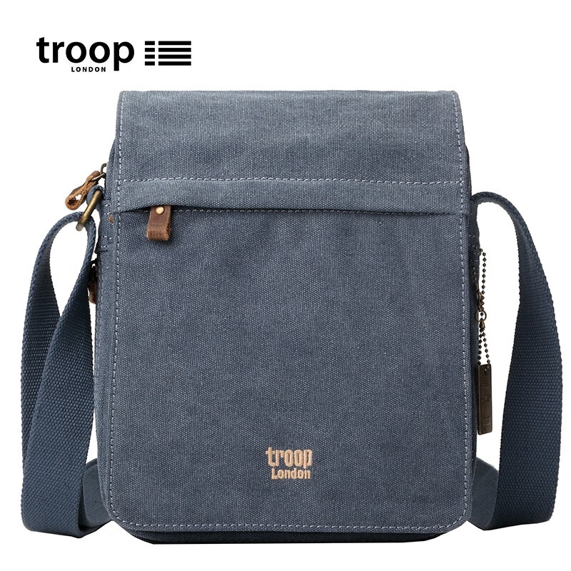Troop單肩包男包包經(jīng)典歐美休閑斜挎包帆布男女運(yùn)動(dòng)簡(jiǎn)約單肩斜跨包男包 藍(lán)色TRP0242