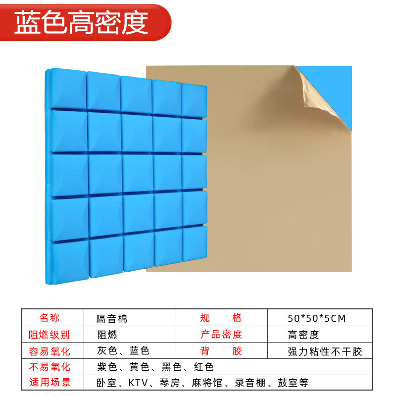 蓝色-蘑菇头高密度带背胶