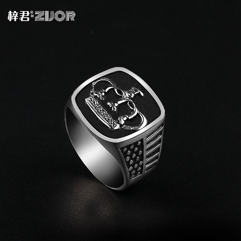 君银戒指男潮个性时尚银单身戒复古霸气嘻哈食指环皇冠戒指 18号戒指
