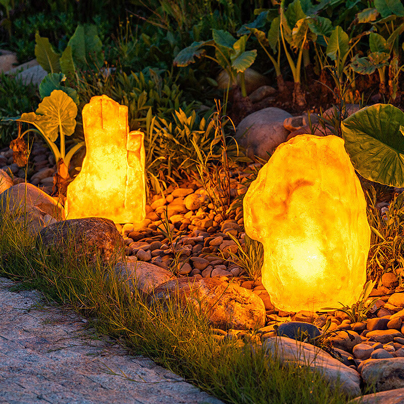 半语太阳能石头灯户外发光防水造型灯公园庭院装饰草坪灯led仿真石块