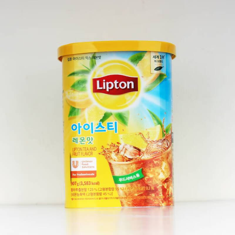 立顿（Lipton）冰茶韩国Lipton柠檬蜜桃红茶粉固体饮料冲饮罐装907g 柠檬冰茶907g*1罐