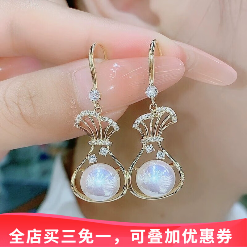 潮秋冬时尚气质百搭新年本命年耳钉耳坠珍珠耳饰 a3y303福袋白珠耳环