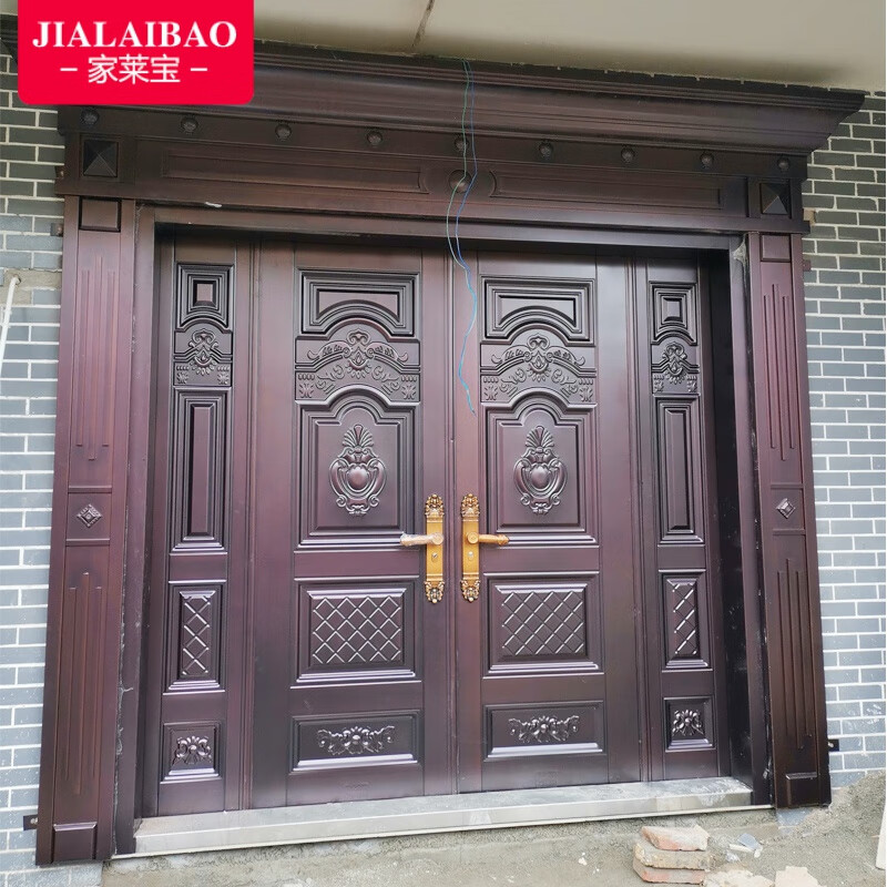 大门双开门入户农村家用乡村自建房锌合金仿铜门不锈钢对开门 款式
