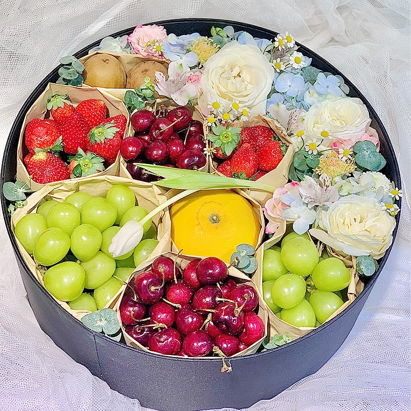 花西拾 鲜花水果心形创意礼盒生日表白礼物送女友女生老婆七夕情人节
