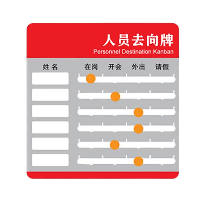 5cm 亚克力工作人员去向牌定制员工岗位牌公司科室部门公告栏贴纸办公