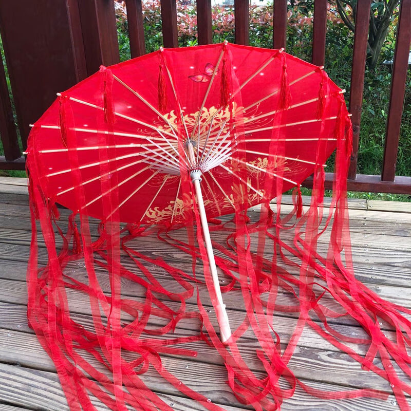骄鹿古代古装雨伞汉服花伞古风流苏伞彼岸花cos拍照道具飘带伞油纸伞