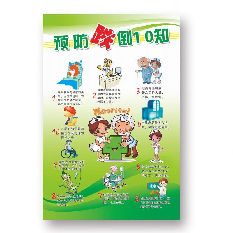预防跌倒10知 预防压疮10知道 疼痛评分尺 医院宣传海报 预防跌倒10知