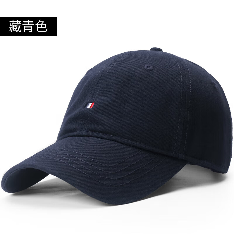 OIMG全棉四季穿戴藏青色帽子男百搭简约小标软顶棒球帽大头围鸭舌帽 藏青色 特大码（60-66CM）