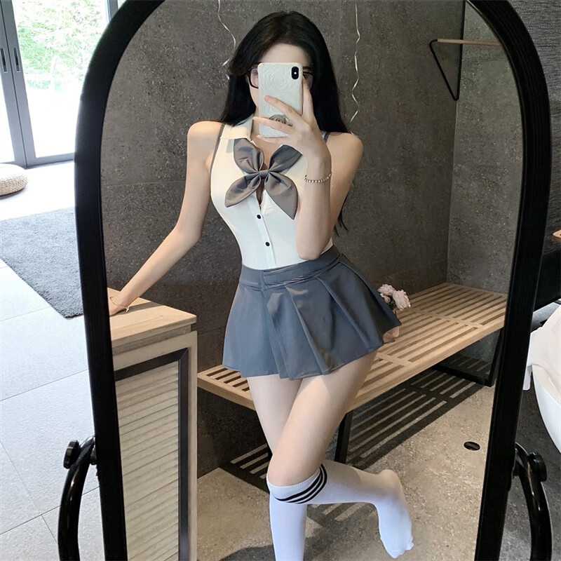 潮梦城床上攻速裙方便办事衣jk性感空姐制服套装jk纯欲床上情感趣味火辣 套装+白色学生 均码