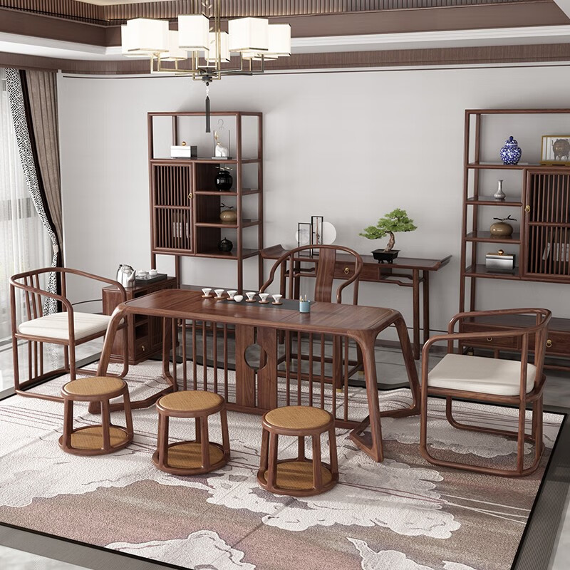 茶室功夫茶台茶艺桌烧水一体家具现代中式简约别墅客厅家用茶桌家具全