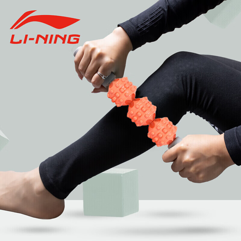 李宁（LI-NING）肌肉放松按摩棒 健身筋膜全身按摩滚轴深层运动瑜伽按摩器 LJSP475橘色