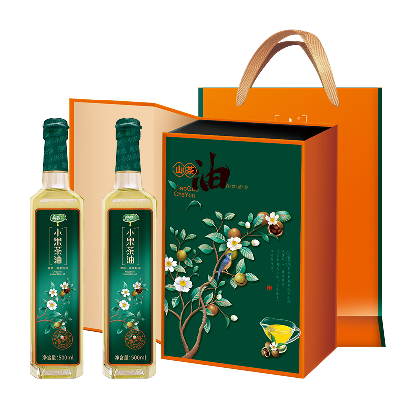 润心(runxin)小果茶油礼盒500ml*2瓶 物理压榨有机认证山茶油礼品高端