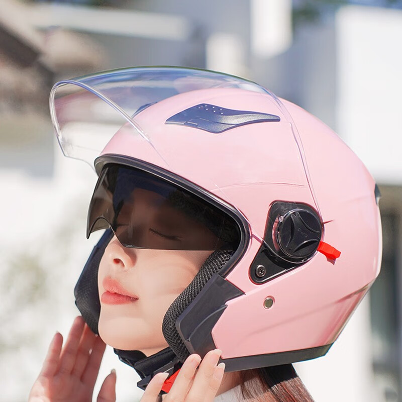 艾帛利电动电瓶车头盔女士摩托车安全帽半盔四季通用保暖全盔jm1 红双