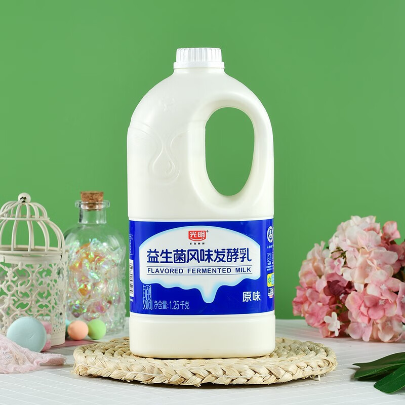 光明大桶益生菌风味发酵乳1.25kg/桶原味桶装酸奶益生菌早餐学生奶 1.