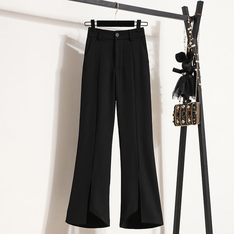 介彬40-50岁夏天穿减龄牛仔裤薄款高腰垂感微喇九分高腰西装裤女2023