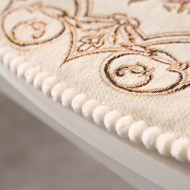 罗兰家纺 欧式餐椅垫坐垫 椅子凳子垫子坐垫带绑带防滑椅垫 餐桌椅加厚 叶倾城米色 48*47cm