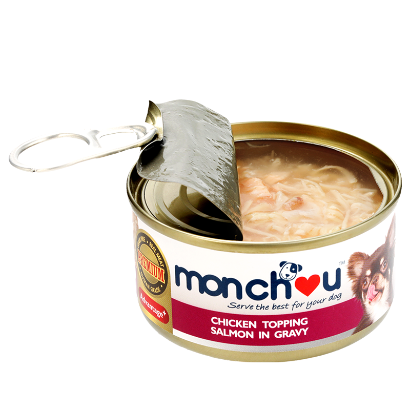 慕安士（Monchou）泰国进口鸡肉三文鱼浓汤罐头80g*24狗罐头，营养口感俱佳