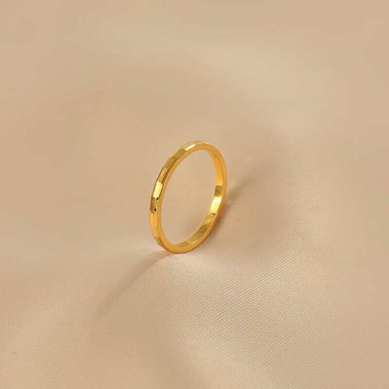 仙来阁花迹钛钢不掉色戒指女ins小众设计素圈食指戒冷淡风个性情侣