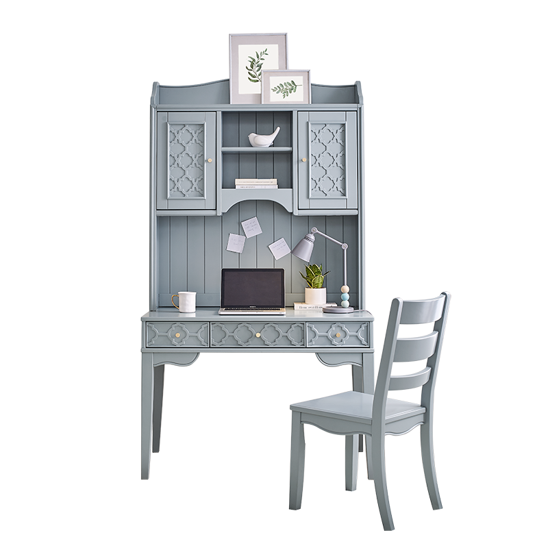 喜梦宝儿童书桌实木学习桌书架组合写字桌多色门店同款 蓝色 书桌+上架