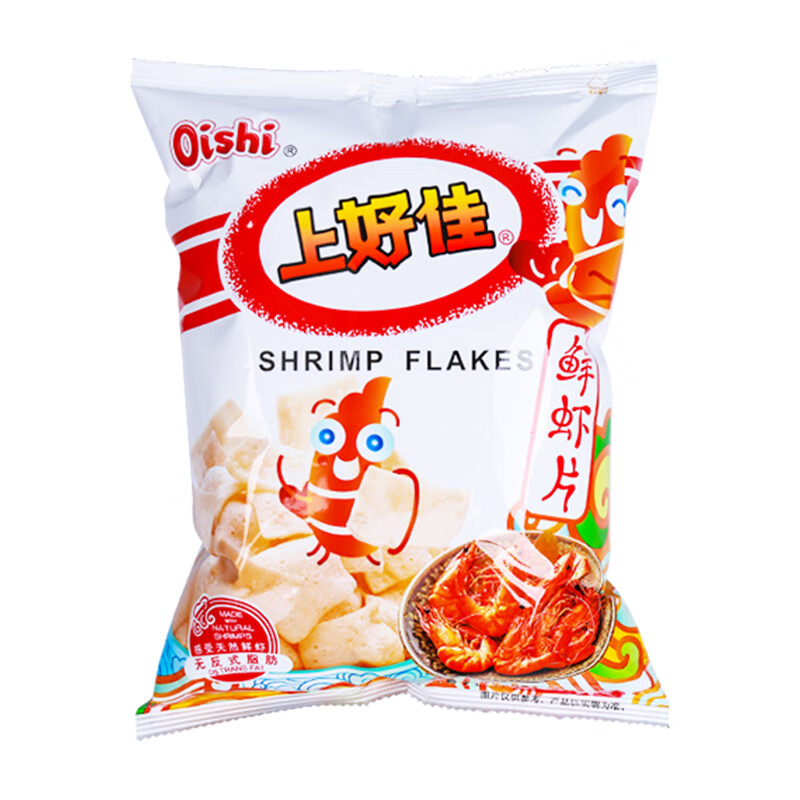 上好佳虾片80g*5袋超大包薯片休闲食品膨化零食可口美味小吃