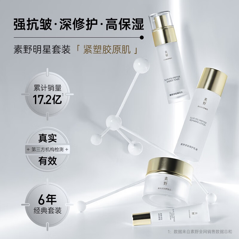 素野多肽赋活修护套装 水+乳+眼霜+面霜 素野多肽一套