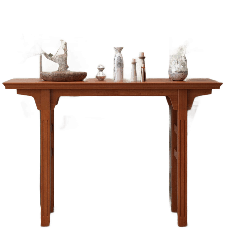 DIYOOCO 玄关桌实木玄关台新中式实木玄关台门厅条案端景台现代简约靠墙玄关桌佛台供桌 红棕色80*85*38 组装