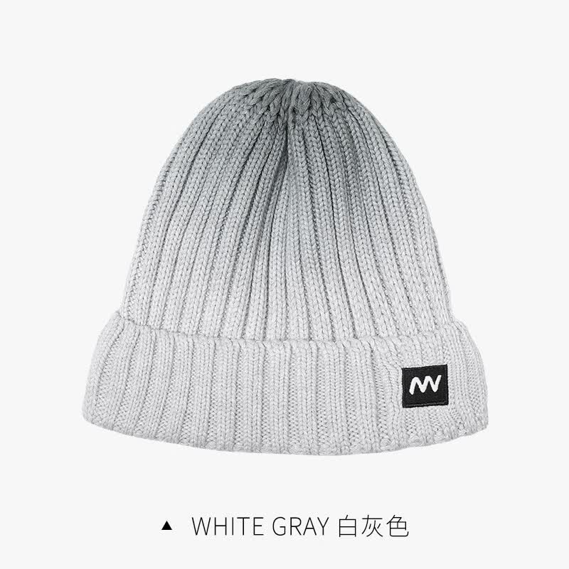 南恩新款滑雪帽男女针织帽厚毛线帽防风户外运动护耳帽子 白灰色 均码
