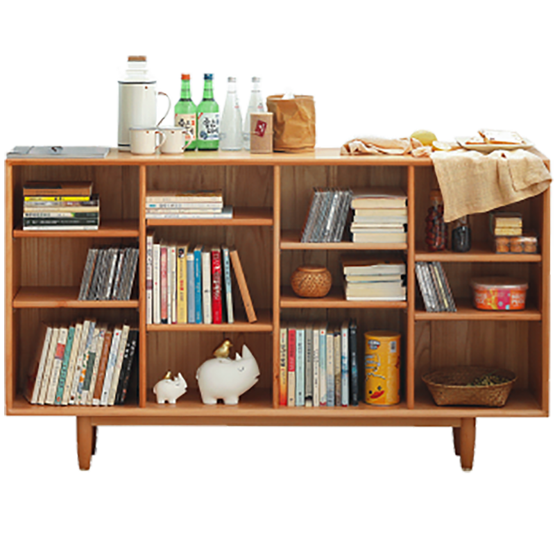 香木语 德国进口实木书架落地学生柜绘本柜书房客厅置物架北欧简约可调节格子柜收纳 1米胡桃色