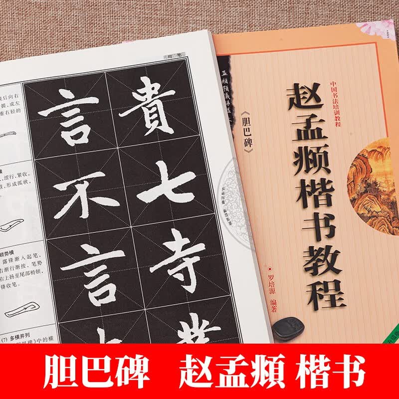 赵孟頫楷书教程《胆巴碑》中国书法培训教程 赵体楷书书法毛笔教材临摹练字帖 笔画部首结构解析 崇文书局