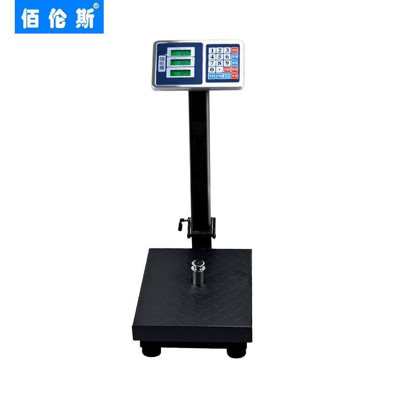 秤落地秤卖猪肉羊肉厨房秤 耐用不锈钢表头 耐磨碳钢板秤 黑字150公斤