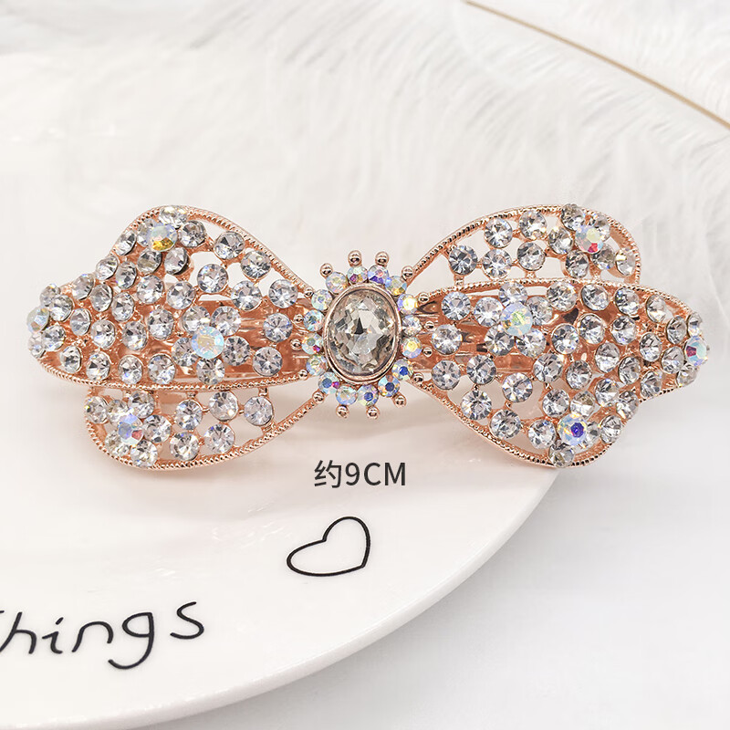 蝴蝶结简约发卡横夹马尾夹顶夹大号弹簧头发饰品 丁香结-白色【大号】