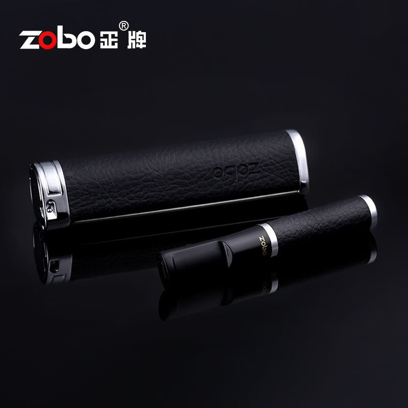 正牌zobo循环型可清洗过滤烟嘴粗中细支三用烟嘴过滤器过滤嘴礼盒套装 075黑皮纹-粗中细三用烟嘴