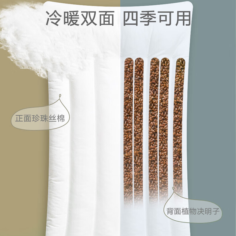 科迷熊儿童决明子枕头婴儿枕头0-3-7-12岁双面可用四季通用加长枕 3-7岁绿森林 决明子冷暖双面枕
