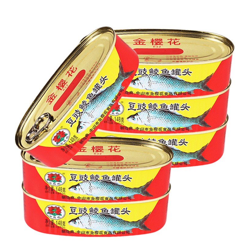 金钱花豆豉鲮鱼豆豉罗非鱼罐头开罐即食好吃下饭广东特产 豆豉鲮鱼6罐