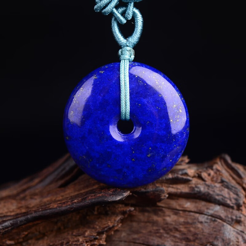 静晶阁天然青金石平安扣吊坠 男女款帝王青水晶饰品