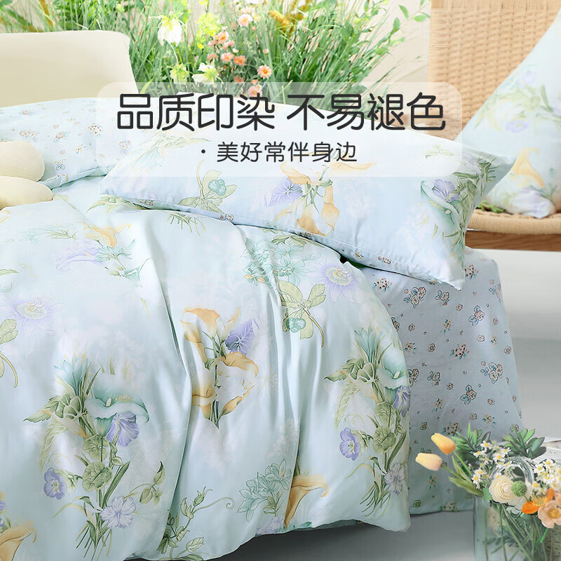 馨而乐(Bravo)富安娜出品四件套磨毛被套床单被罩双人床上用品套件203*229cm