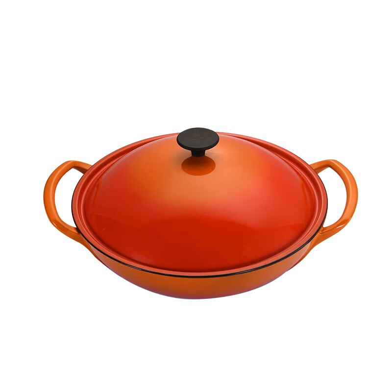 新思特铸铁珐琅锅渐变无涂层橙色皇后锅32cm加厚煲汤锅多功能家用炖锅