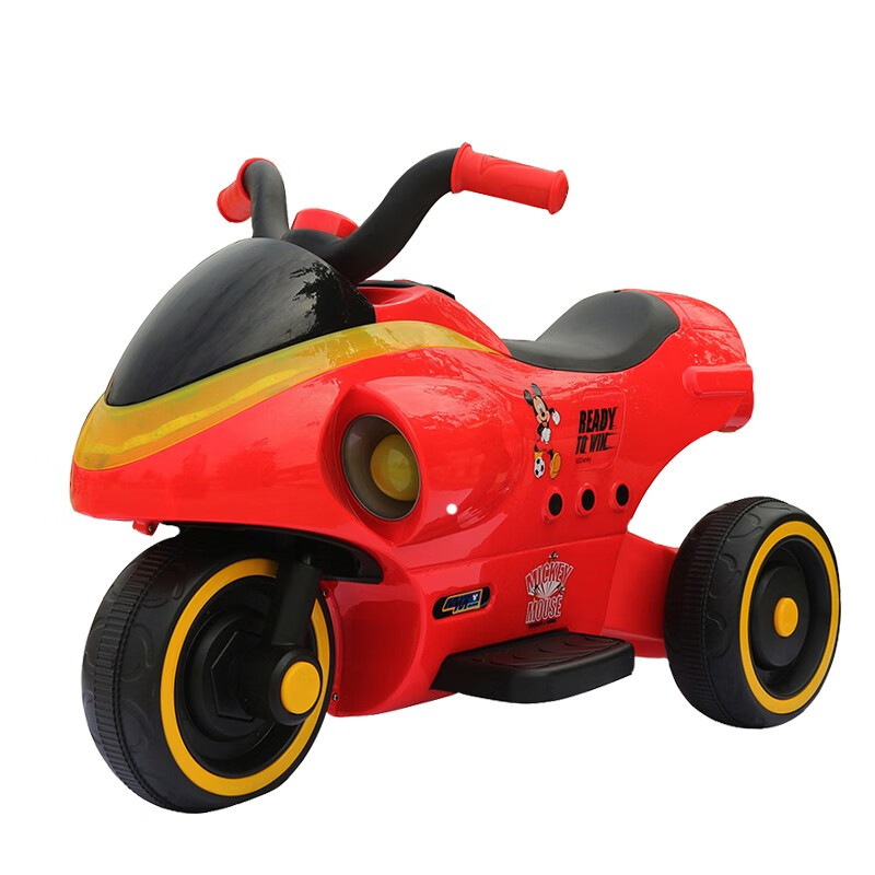 鹰豪迪士尼 美奇儿童玩具小摩托车小孩儿童车电动三轮玩具车可坐人宝宝车 红色