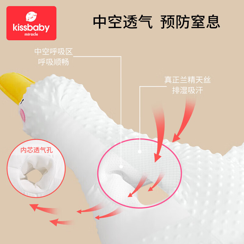 Kissbaby Miracle大白鹅排气枕 新生婴儿缓解胀气肠绞痛安抚枕 宝宝睡觉抱枕 升级款 【防窒息透气孔】