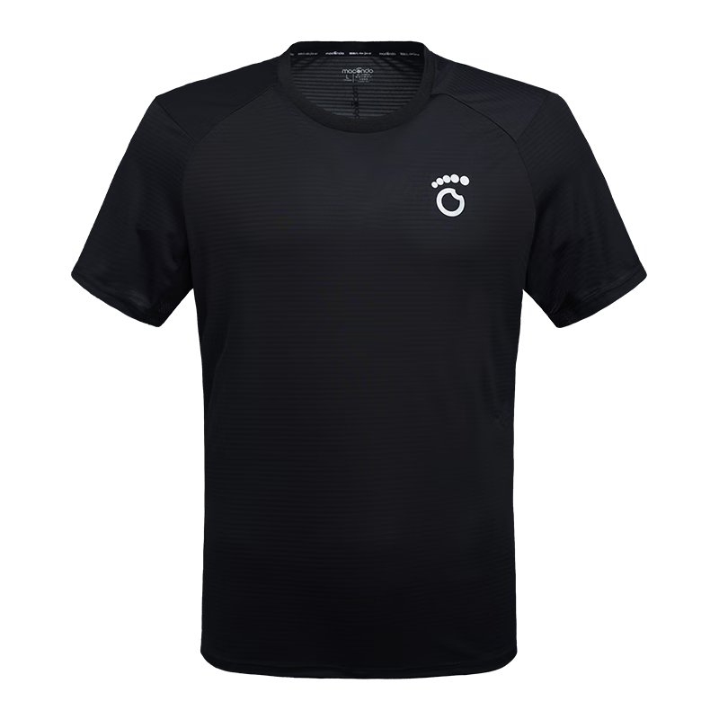马孔多（macondo）可再生聚酯纤维短袖跑步T恤 户外马拉松训练运动上衣 吸湿速干 男款（黑色） 2XL