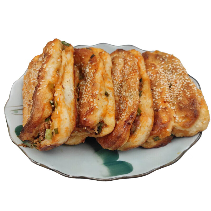 湖北仙桃土特产邱记鲜肉锅盔现做猪油锅块特色小吃早餐碳火烧饼.