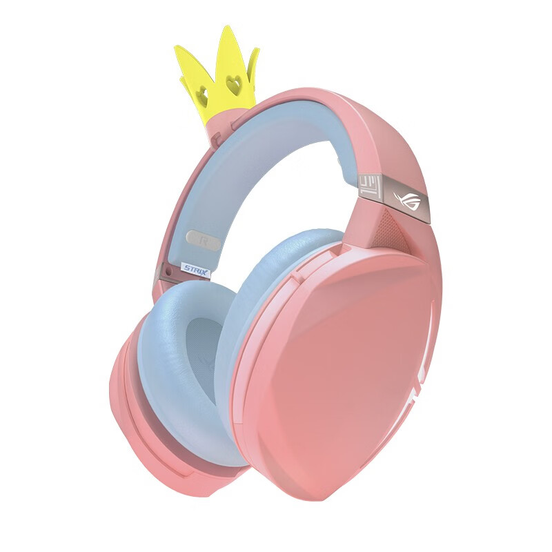 ROG聚变300女X版 游戏耳机 有线耳机 头戴式耳麦 虚拟7.1音效 USB/3.5mm 粉色带皇冠