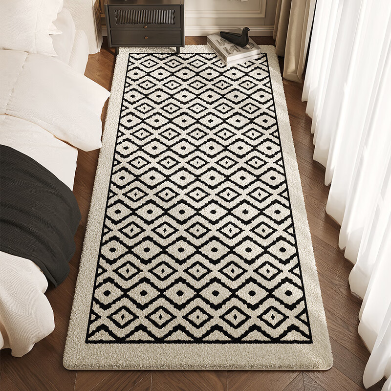 圣瓦伦丁法式床边地毯轻奢室内卧室毯房间床前地垫床下长条毛绒防滑脚垫 络语 40×120cm【亲肤环保/可机洗】