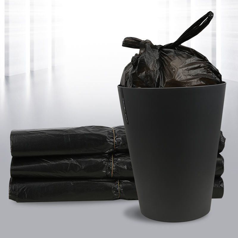 黑色垃圾袋家用加厚手提式背心式中号厨房一次性垃圾袋批发塑料袋 经济型 手提式垃圾袋100只