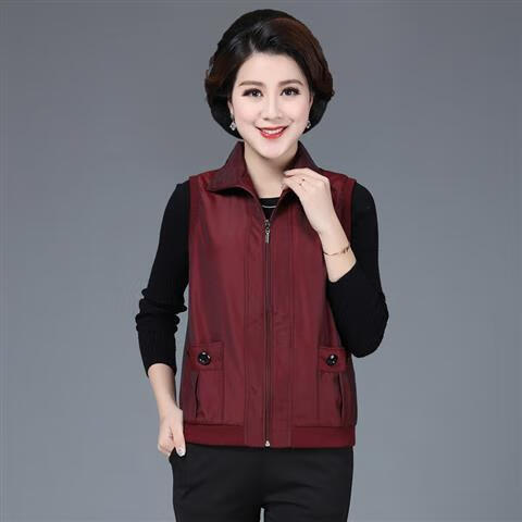 璀典春秋天穿的马甲中老年妈妈装2019新款妈妈秋装马夹背心坎肩中老年
