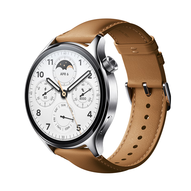 Xiaomi 小米 Watch S1 Pro 智能手表 1.47英寸 银色不锈钢表壳 棕色真皮表带 (北斗、GPS、血氧)