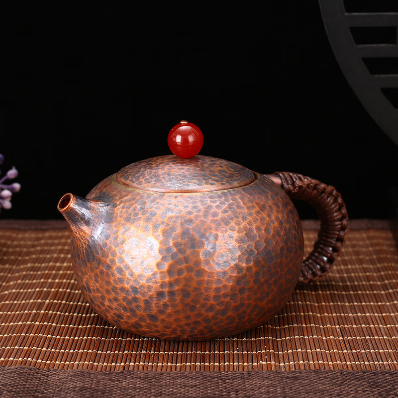 shidai)复古中式紫铜茶壶加厚西施壶柄隔热手工冲泡小铜壶小号烧水壶